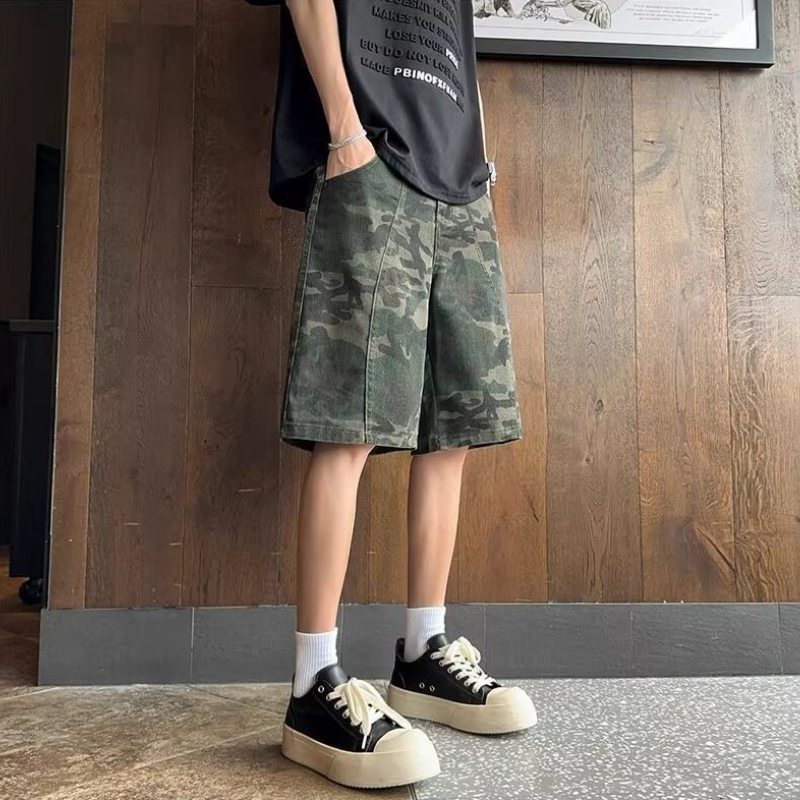 Outdoor Adventure Hong Kong - Shorts en jean camouflage pour homme,