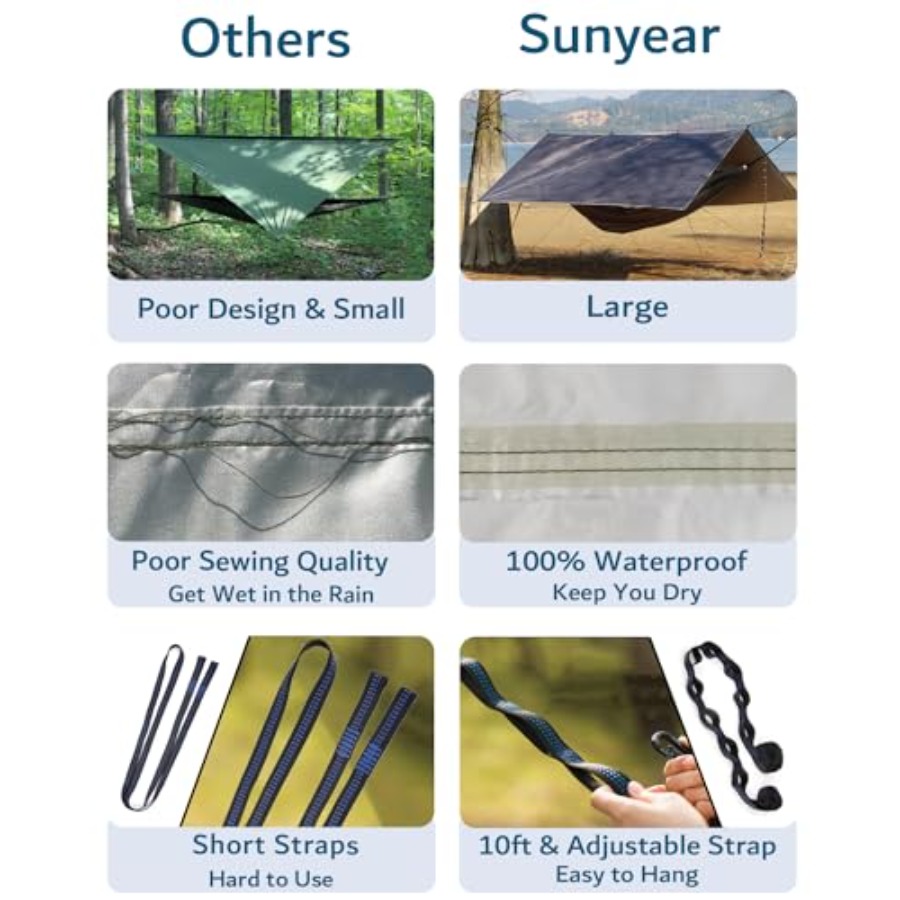 Hamac de camping portable avec - Hammock Rain Tarp avis et prix
